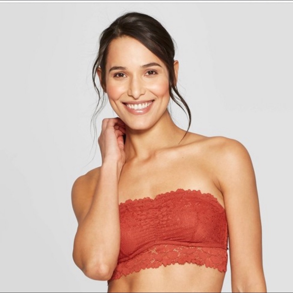 Auden unlined bandeau Bra size-Xs/S/M Orange berry